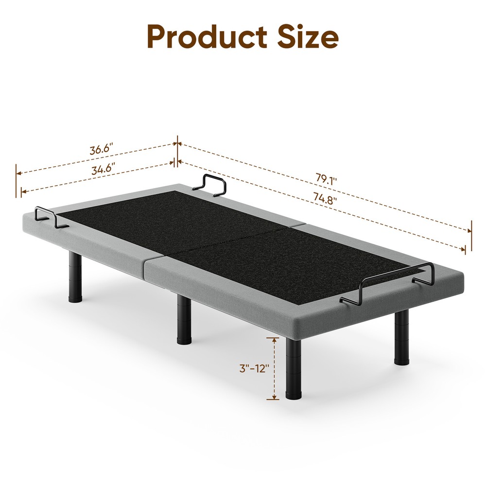 Upgraded Adjustable Bed Frame Base With Massage Backlit Remote 1000LB TXL King