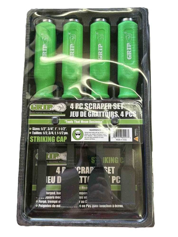 Grip 4pc Scraper Set PVC Square Handle Striking Cap Tools 60047