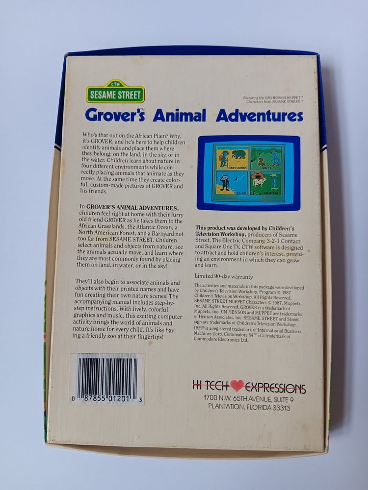 Commodore 64/128 Grovers Animal Adventure Computer Game Software Tested/Works