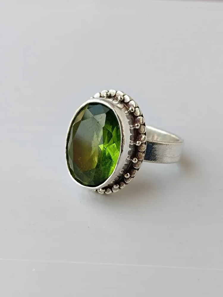 Peridot Ring 925 Sterling Silver Band& Statement Ring Handmade Ring All Size