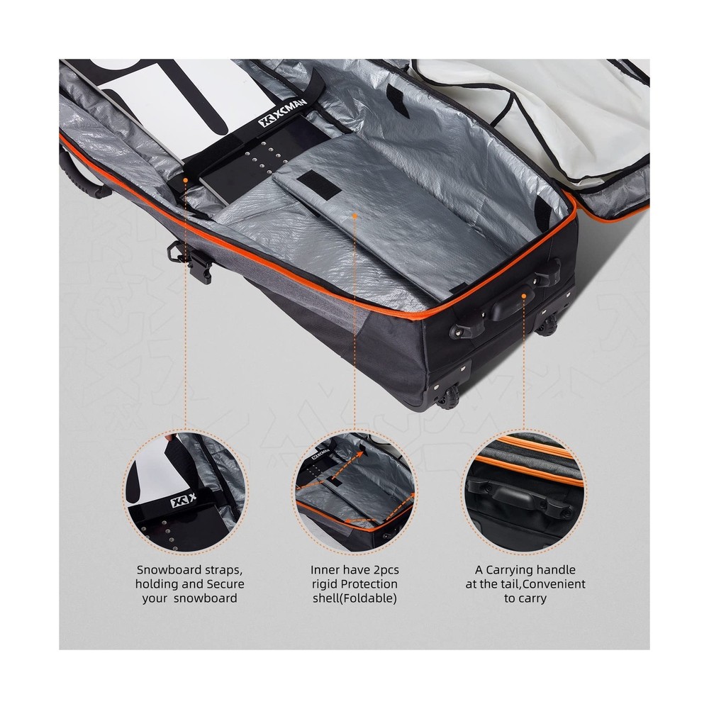 XCMAN Roller Snowboard Bag with Wheels,Adjustable Length,Extra Long/Wide/Deep...