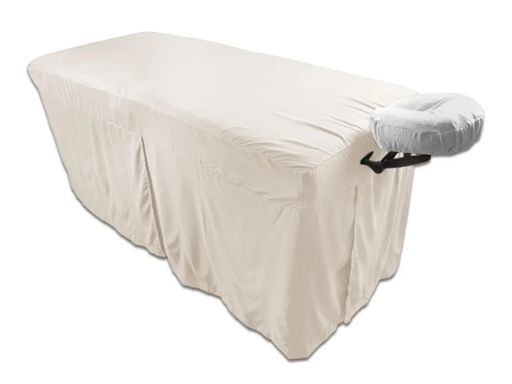 Massage esthetician vendor display table Skirt beige Microfiber Polyester Table