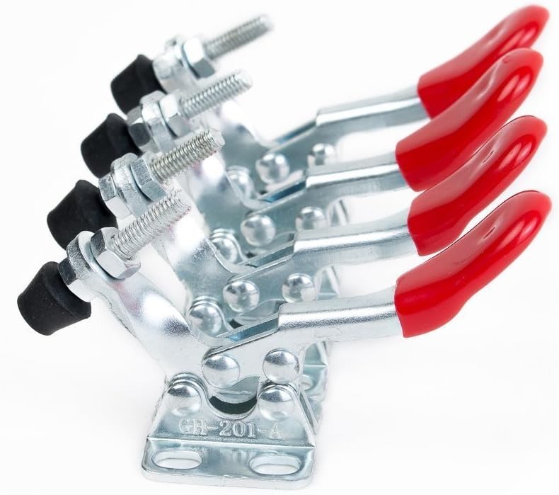 E-TING New 4PCS Hand Tool Toggle Clamp 201A Antislip Red Small,