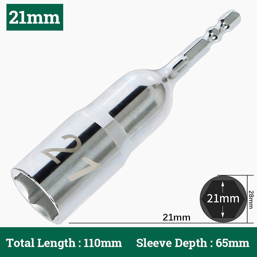 65mm Deep Nut Driver 8mm - 24mm Metric Socket Impact Drill Bits 1/4" Hex Shank