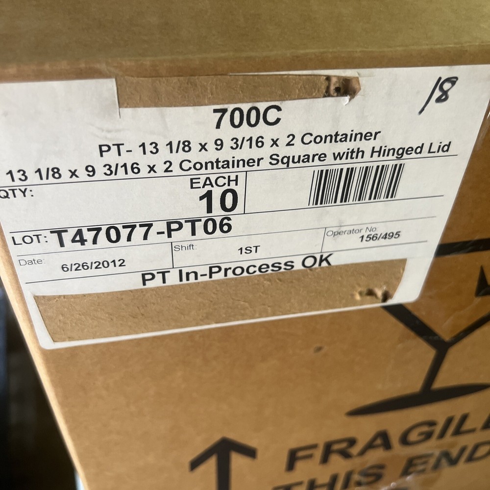 Clear Rectangular Plastic Hinged Container, 13 1/8” X 9 3/16” X 2” *BOX OF 10*