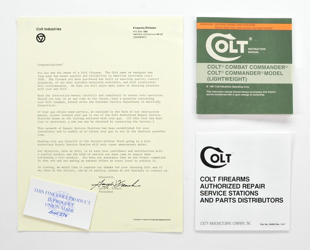 Colt Combat Commander, Commander (Ltwt) Manual PLUS. 1981. Free Shipping!
