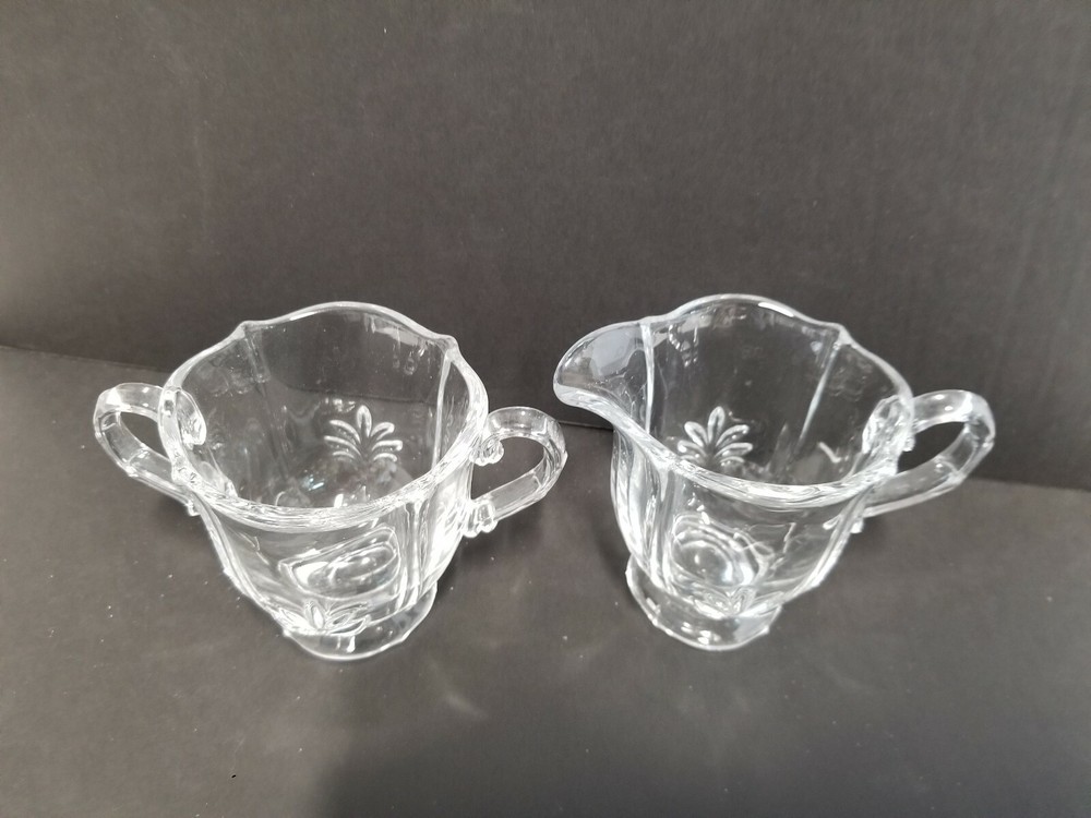 Fostoria Baroque Clear Creamer & Sugar