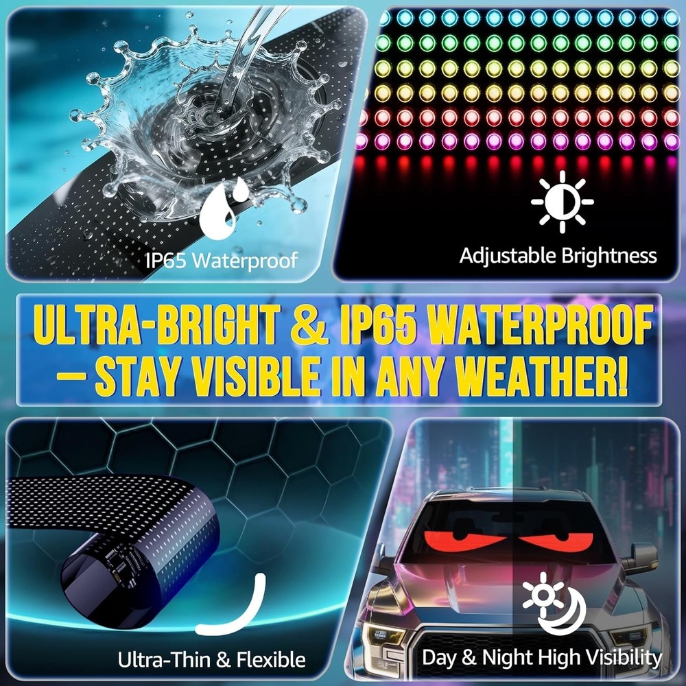 Devil Eyes Light 2PC for Windshield-23.42x4.72IN Programmable LED Eyes [Advan...