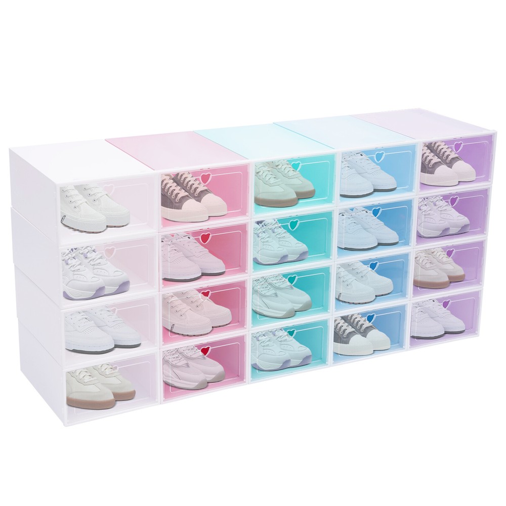 20 PCS Stackable Shoe Boxes, 33*23*14cm Shoe Storage Case, Shoe Organizer Boxes
