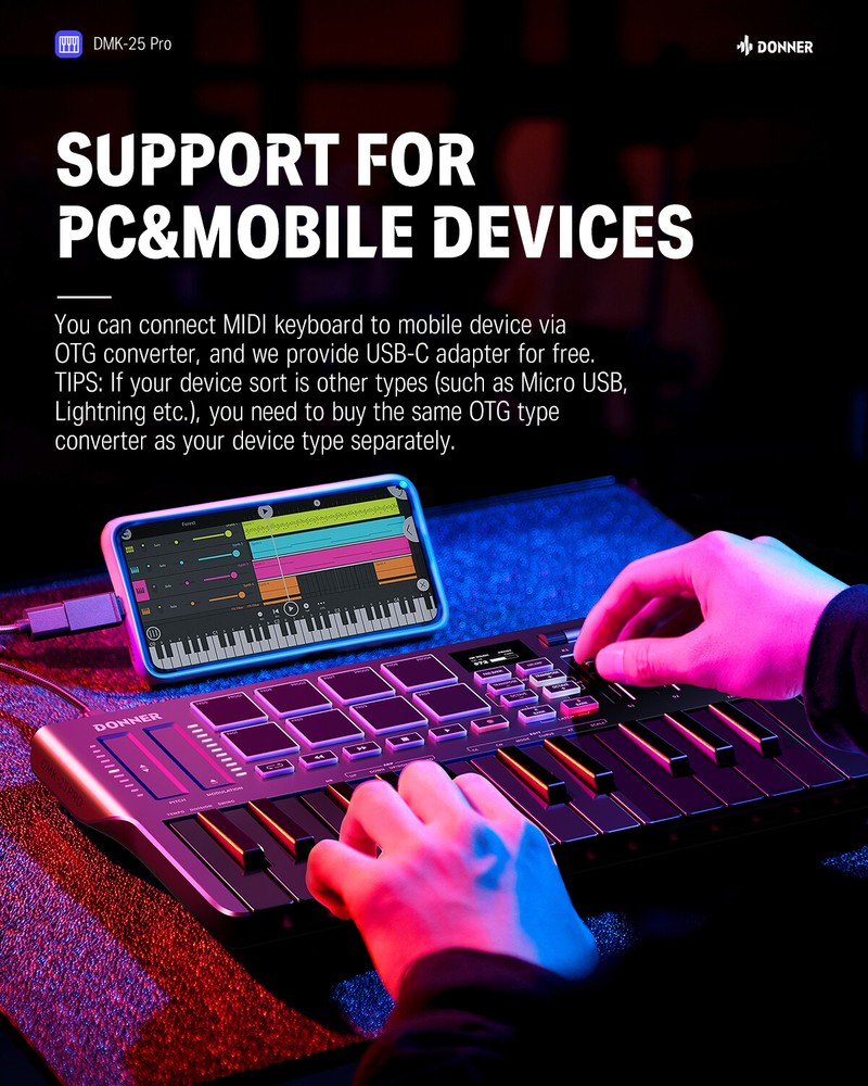 Donner Starrypad MIDI Controller Pad Beat Maker Machine 16 Pad 2 Fader & Knobs