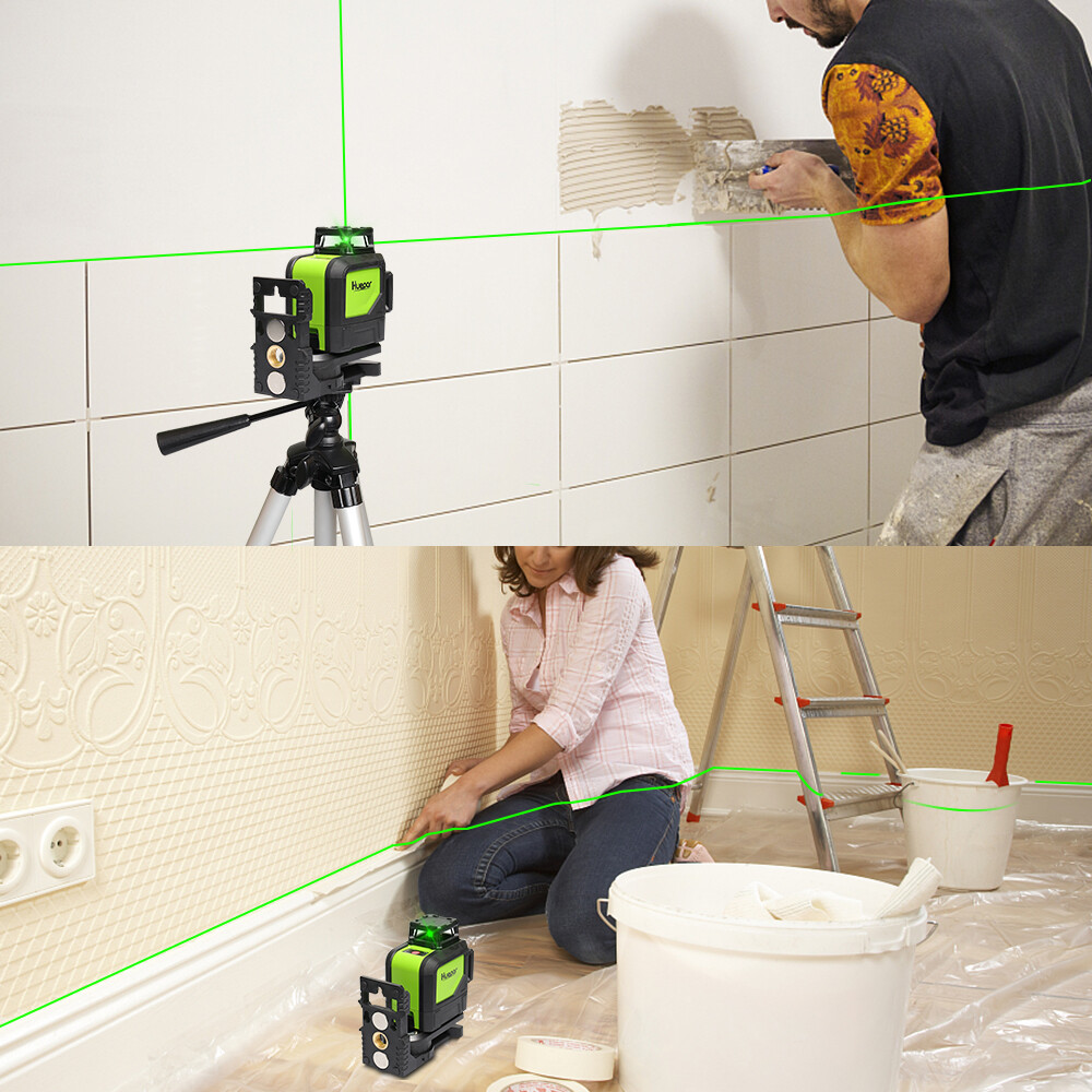 Self Leveling Laser Level Horizontal Vertical Line Green + Laser Receiver Huepar