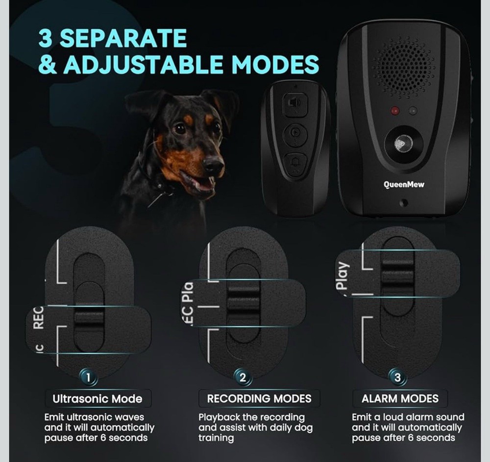 Ultrasonic Anti-Barking Device w Remote Control Sonic Silencer 600ft Training