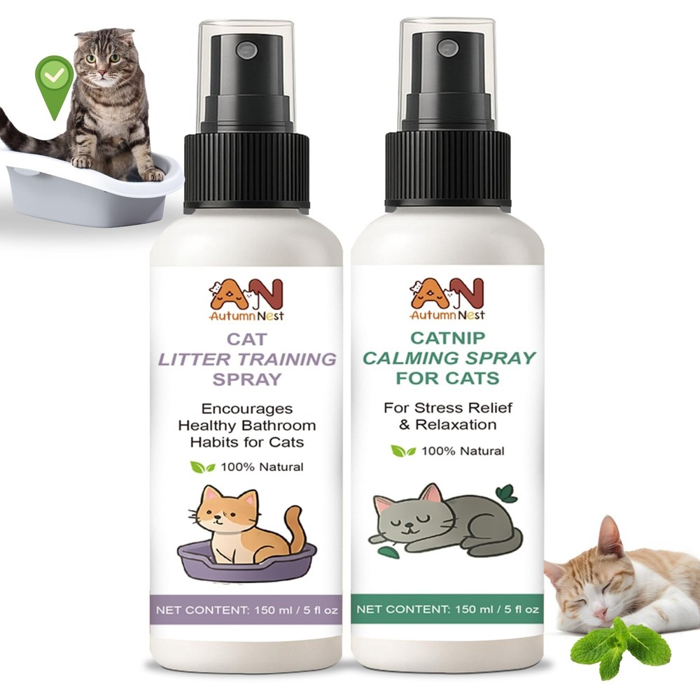 Cats Calming & Litter Training Spray Kit – 2-Pack 150ml Duo, Cat Training