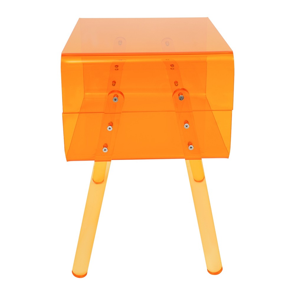 Acrylic Side Table, Orange Nightstand, Decorative Display Table, Coffee Table