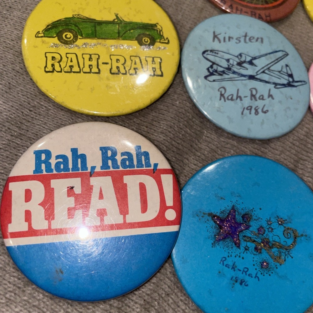 10 Mixed Vintage Rah Rah Read! Pinback