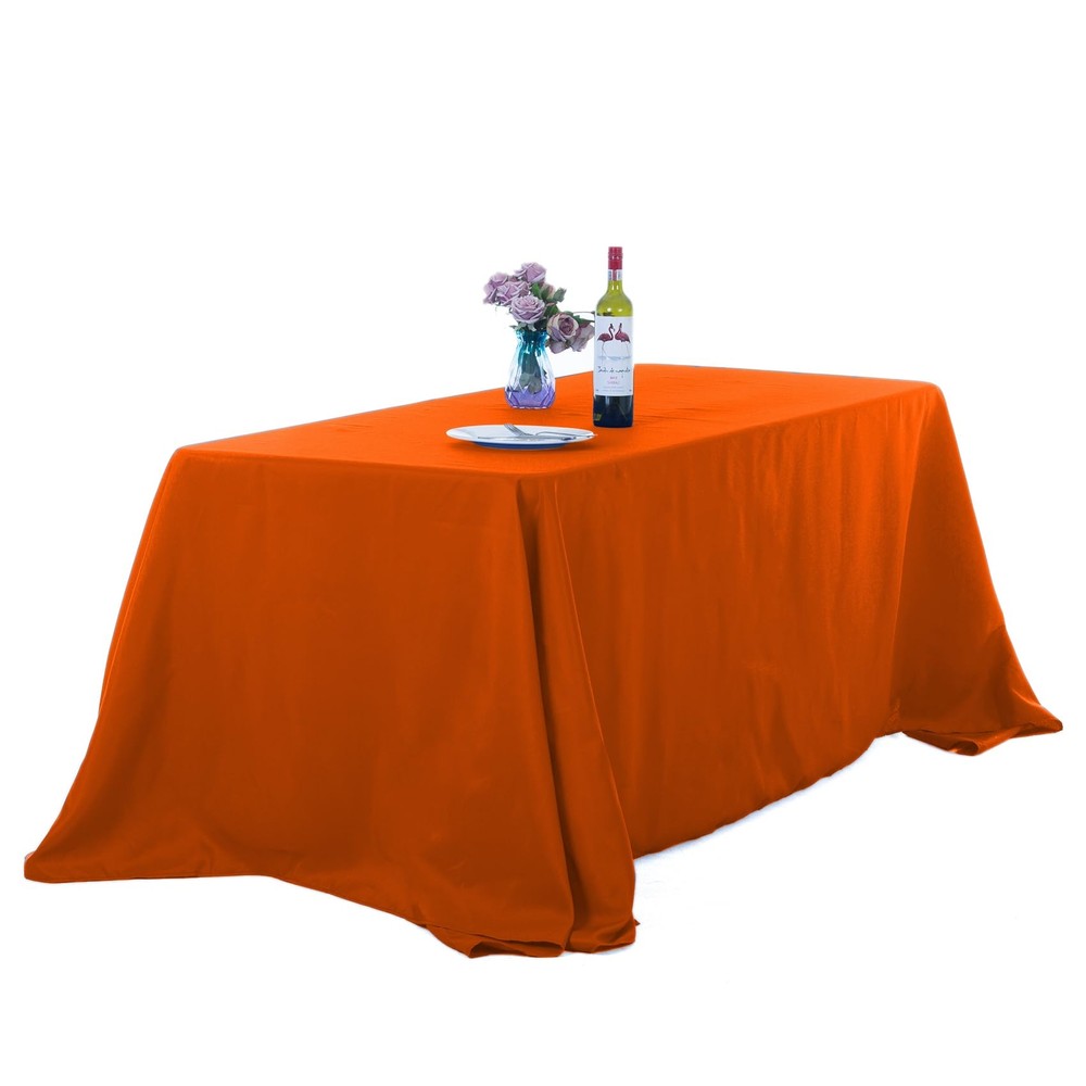 2pack 90x132 Inch Orange Rectangular Tablecloth 8 Feet Table Cloth in Polyest...