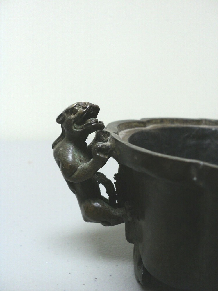 CHINESE BRONZE INCENSE BURNER / CENSER, MYTHICAL BEAST, SIGNED