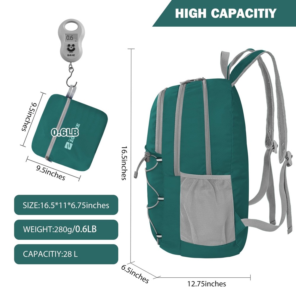 ZOMAKE Lightweight Packable Backpack 28L, Foldable Backpacks Water ... Fast Ship