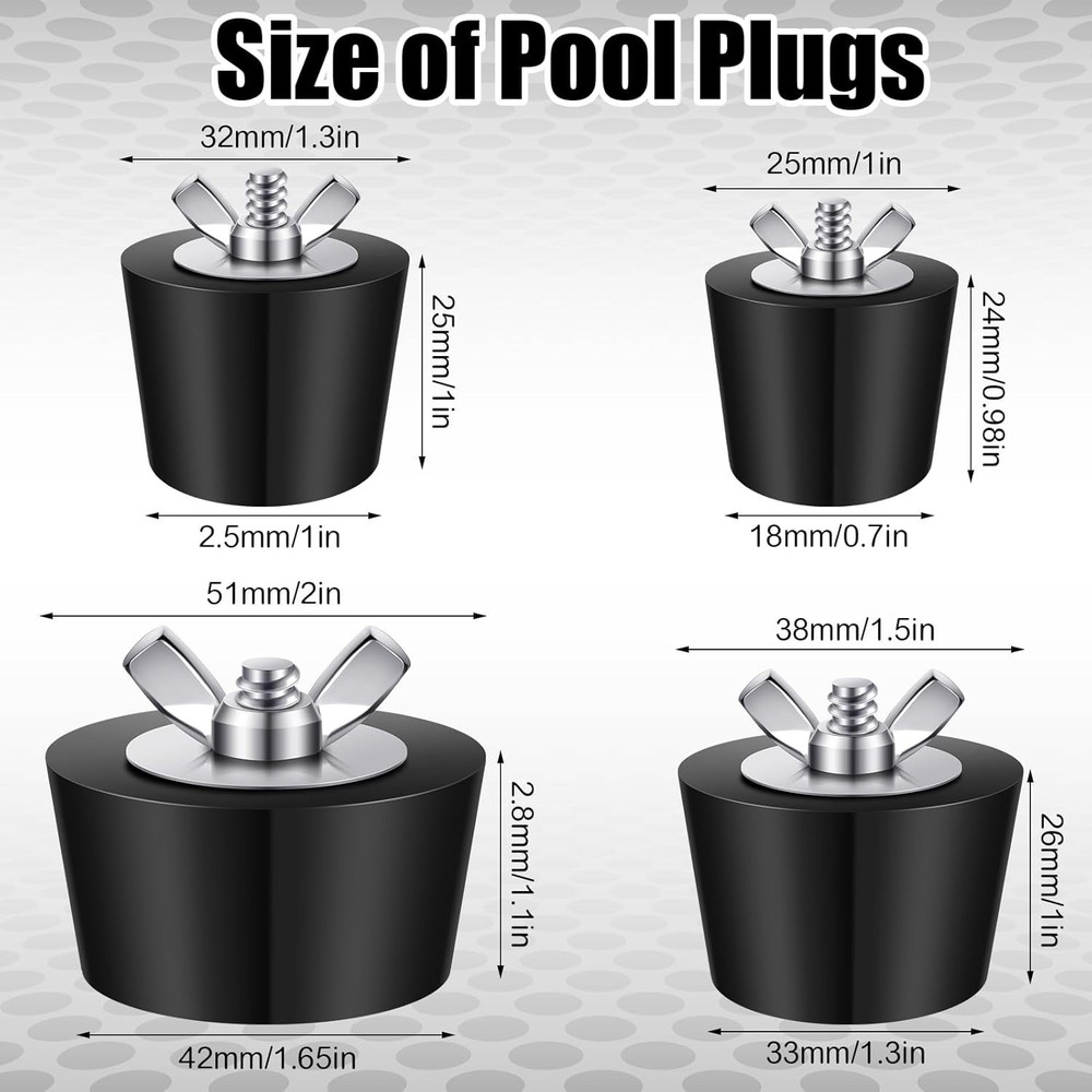 4 Pack 3 Size Pool Return Plugs Pool Skimmer Plug, Pool Winterizing Plug Pool...