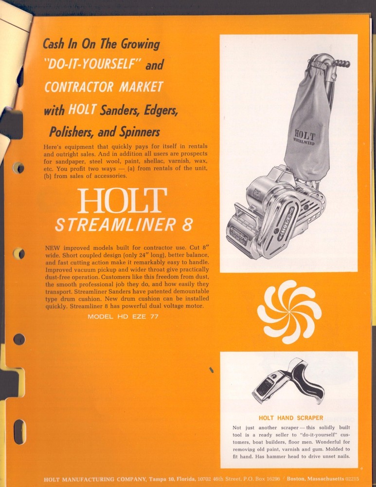 1965 Holt Floor Buffer Advertisement Catalog 11" x 8"