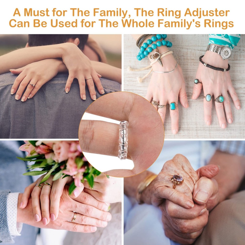 ARCUAT Ring Sizer Adjuster for Loose Rings, 12 Pack 4 Sizes Invisible Clear
