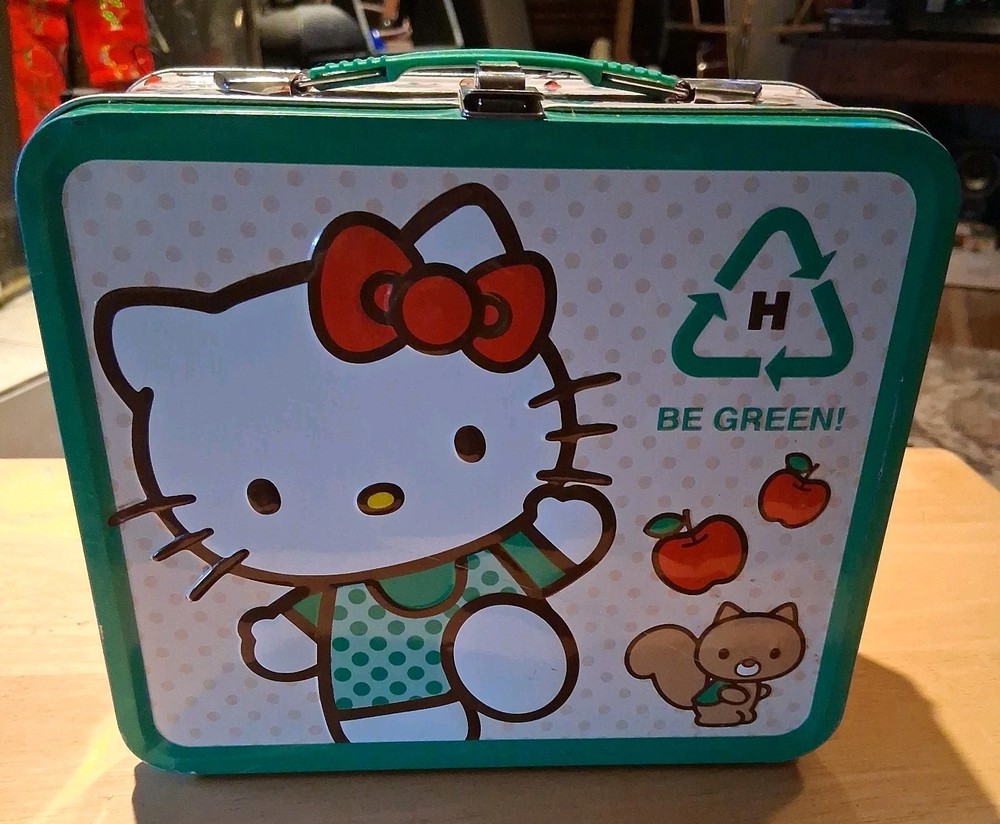 Hello Kitty Be Green Tin Green Lunch Box 2010