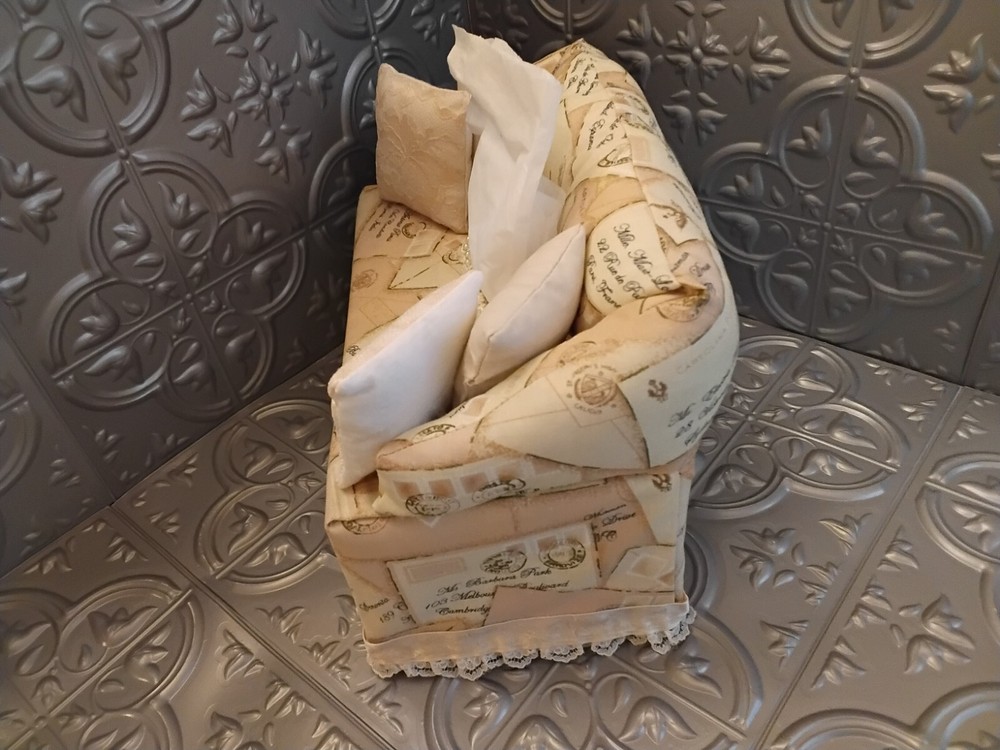 Vintage Letter Print Sofa Tissue Box Cover Free Tissues