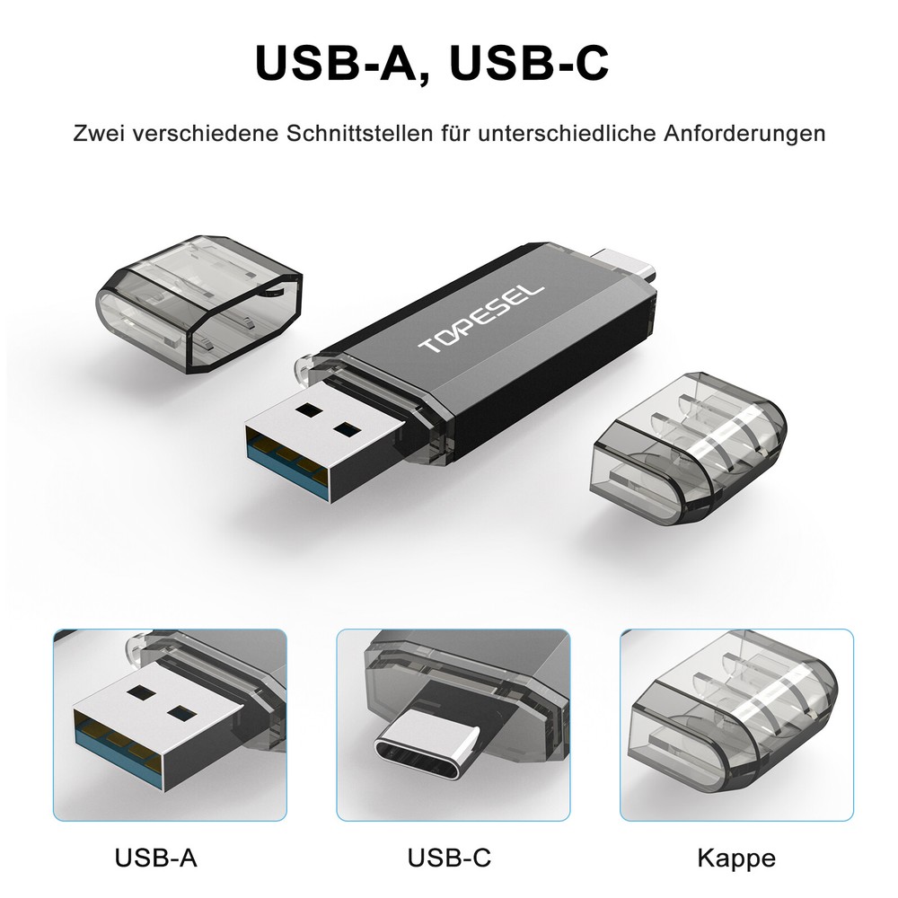 High Speed USB 3.0 Flash Drive 128G Type C Memory Photo Stick for iPhone Android