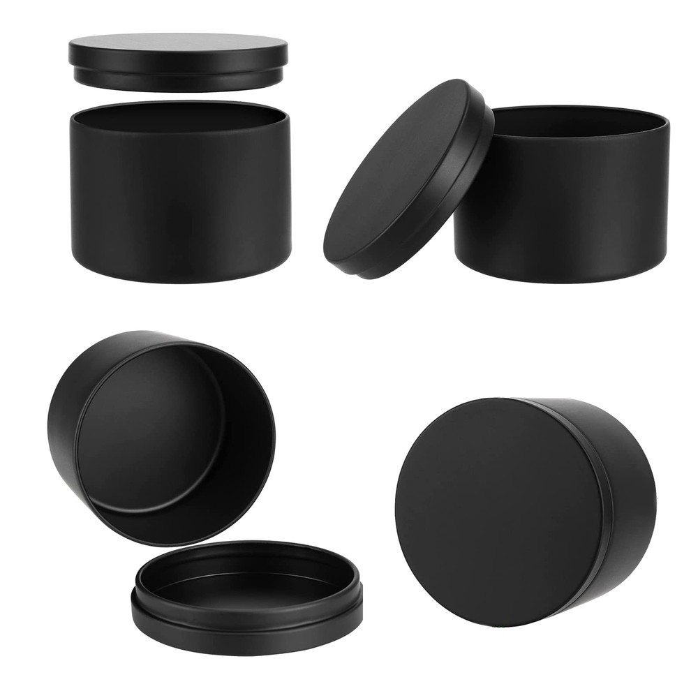 24 PCS 8 Oz Black Candle Tins Making Bulk Jars Tin Empty Containers Storage