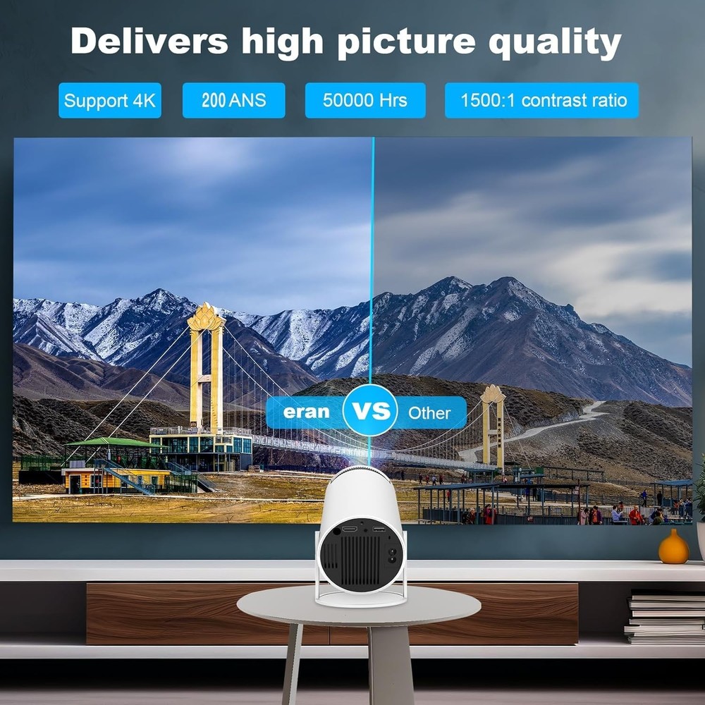 Mini Portable 4K Projector with WiFi6 Bluetooth Android 11 130 Image