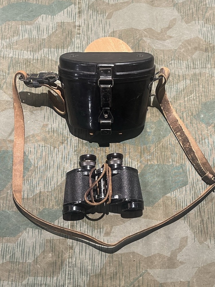 Original WW2 German 6x30 Binoculars Dienstglas w/ Bakelite Case / Shoulder Strap