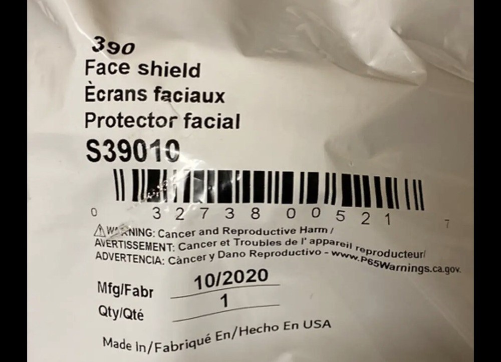 New Face shield pin-lock head gear.