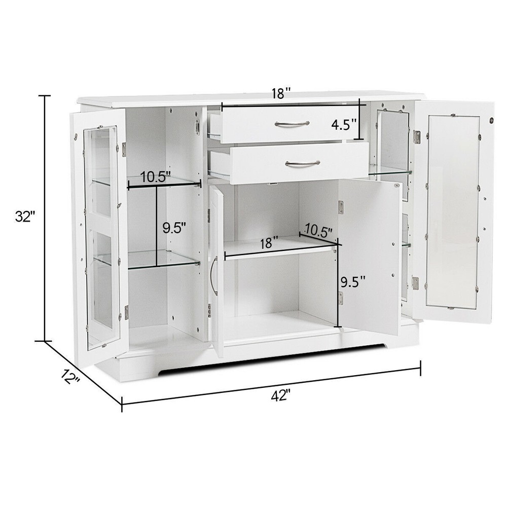 Costway Buffet Storage Cabinet Home Kitchen Console Cupboard W/Drawers