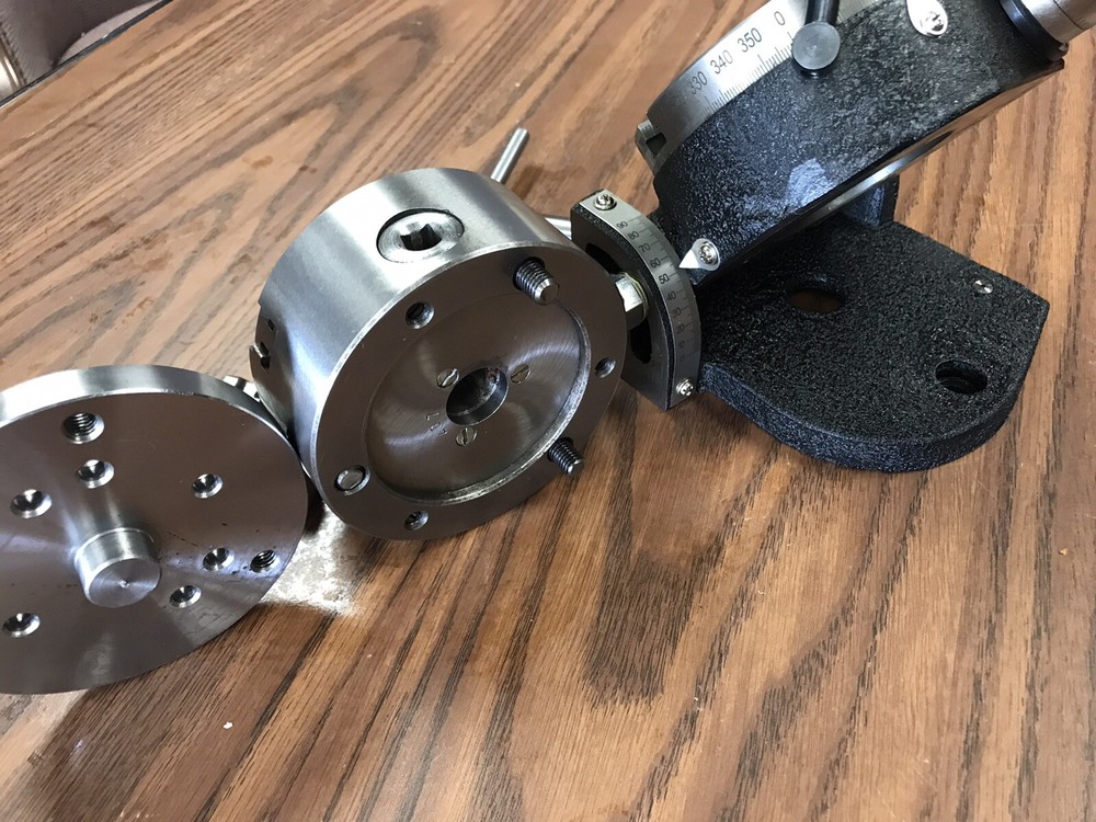 4" TILTING ROTARY TABLE W. 4” 3 Jaw Chuck Centering Adapter TSK-100in, 0403RT