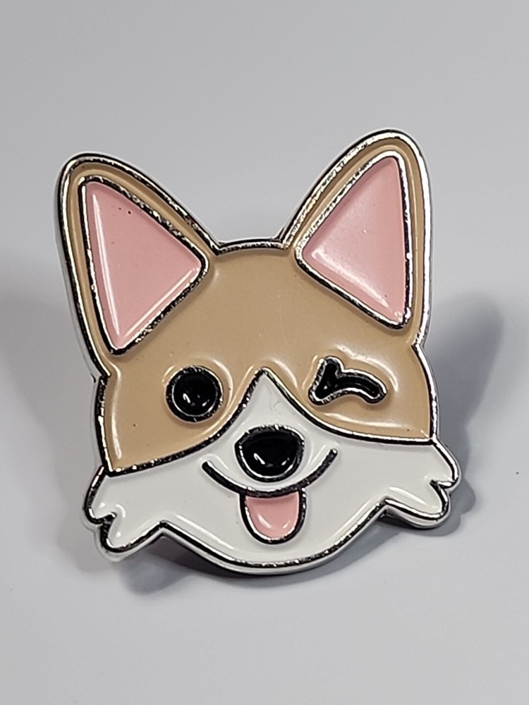 Winking Corgi Puppy Dog Lapel Pin