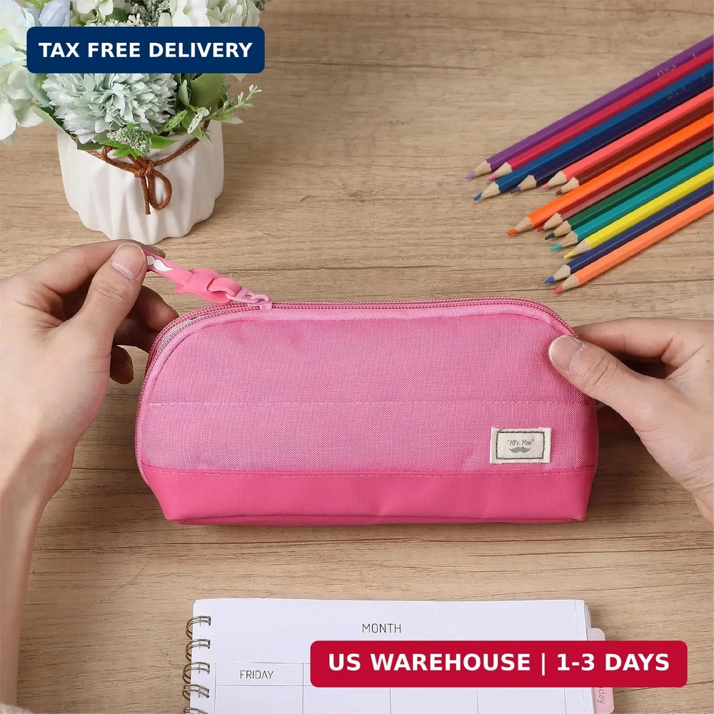 Mr. Pen- Fabric Pencil Case Pouch, Pink, Triangular Shape Pencil Pouch