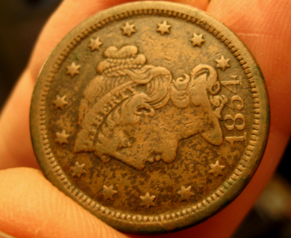 1854 LARGE CENT ~ Fine