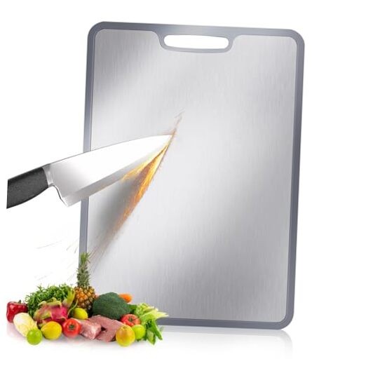 Titanium Cutting Board - 5mm Thick with Edge Protection, Non-Deforming &