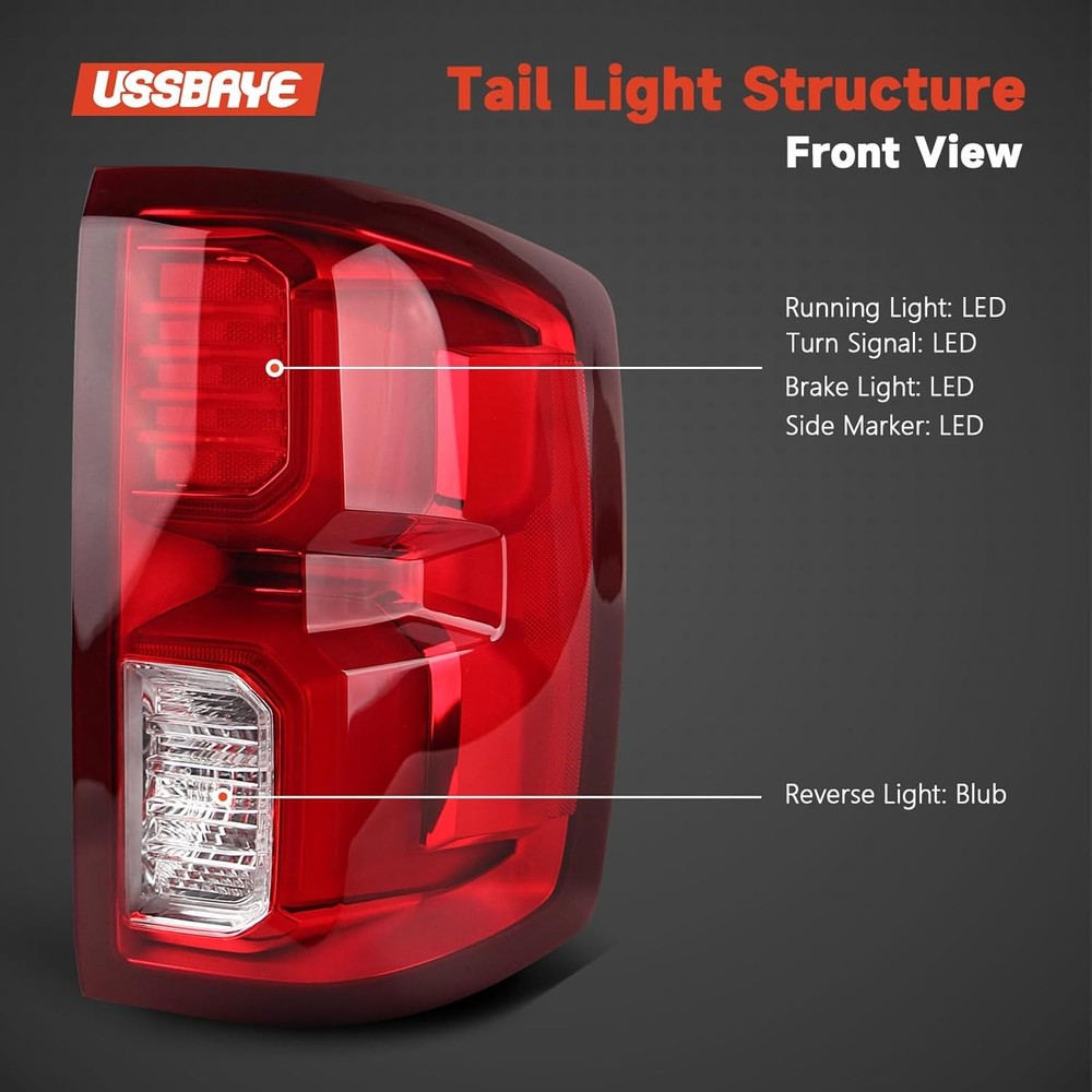 Led Tail Light Compatible with 2016 2017 2018 Chevy Silverado 1500 Ltz/High Coun