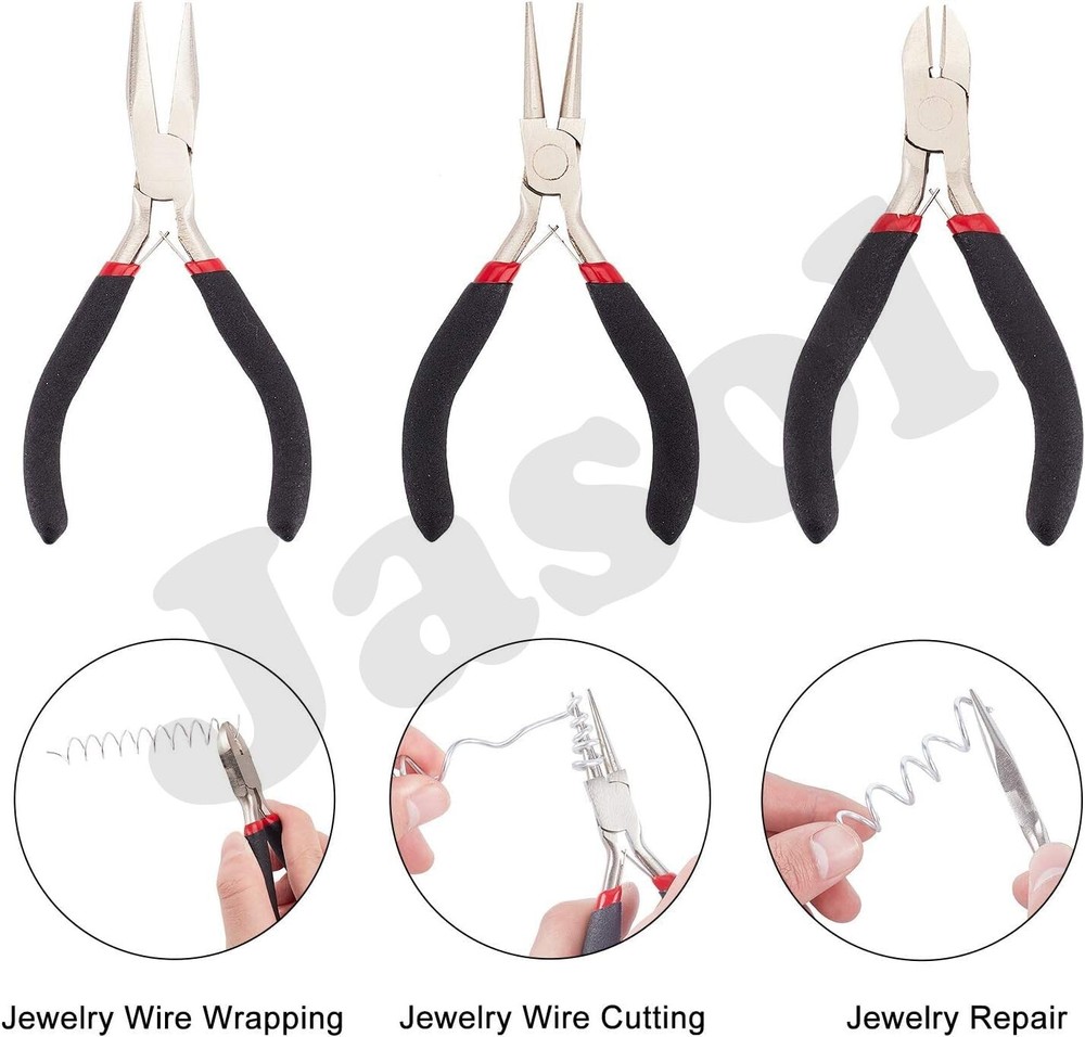 Jewellery Making Pliers Tools Flat Round Side Cutter Combo Tool Kit for Crafts