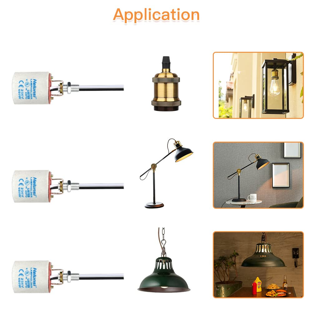 E26 E27 Ceramic Light Socket, Medium Base Porcelain Lamp Holder, Ceramic Light