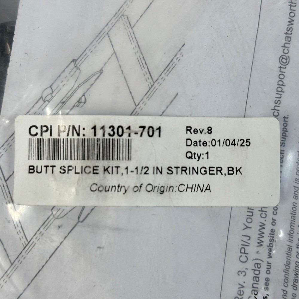 Chatsworth CPI 11301-701 Cable Runway Butt-Splice Kit Black 2 Pack