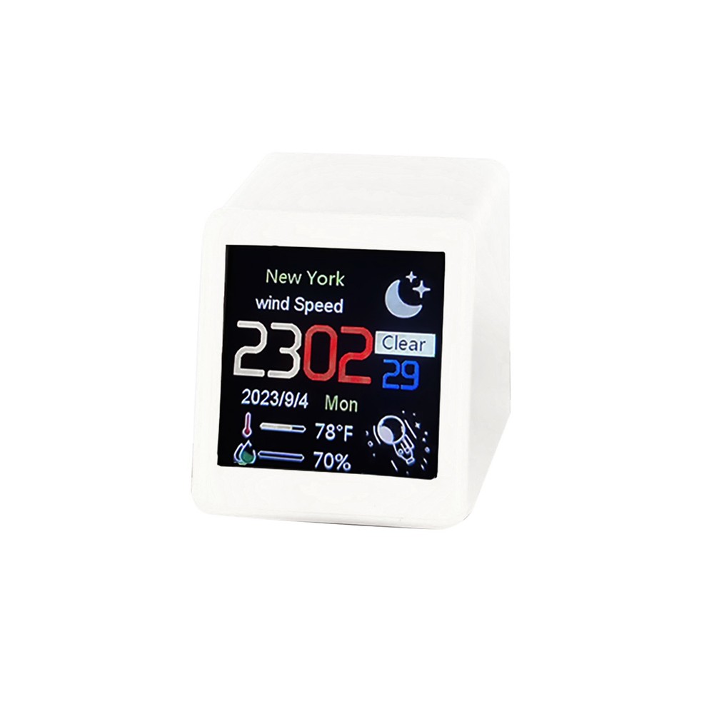 White Clock WIFI Weather Clock Screen Temperature Humidity Desktop Decor Gift