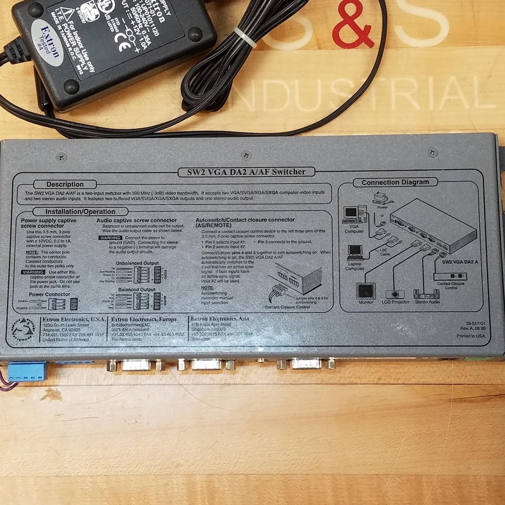 Extron Electronics SW2 VGA DA2 A/AF Switcher - USED