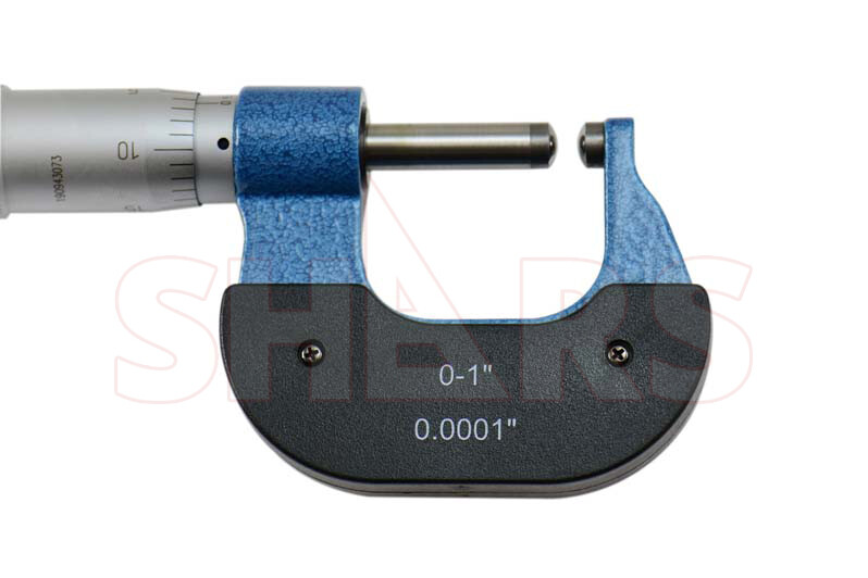 0- 1" PRECISION BALL MICROMETER .0001 SPHERICAL SPINDLE !}
