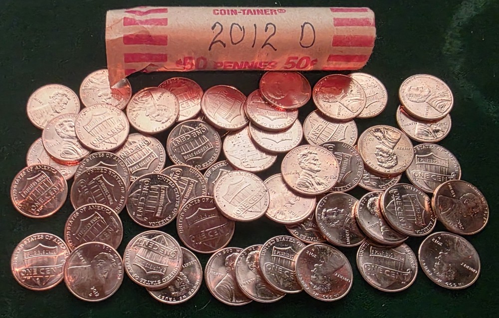 2012 D LINCOLN SHIELD CENT ROLL 50 COINS UNCIRCULATED