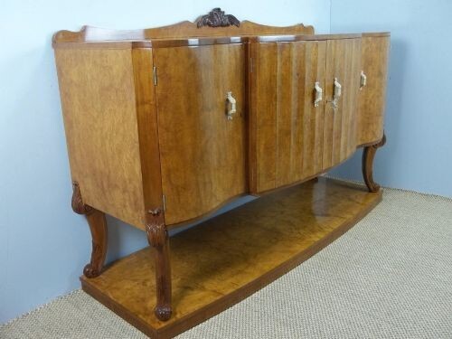 Antique Art Deco burr walnut sideboard serving table Harry Lou Epstein c1925