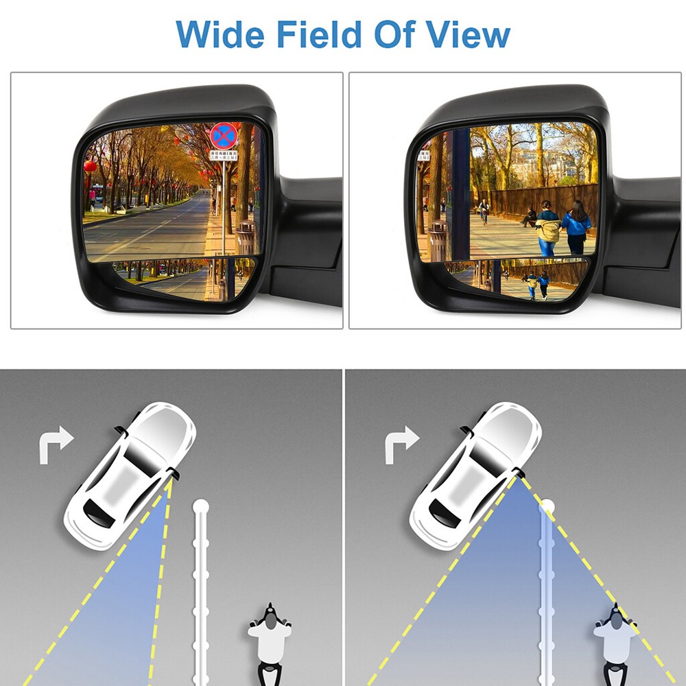 Pair Power Manual Fold Black Surface Mirrors For 2003-2014 Ford Econoline
