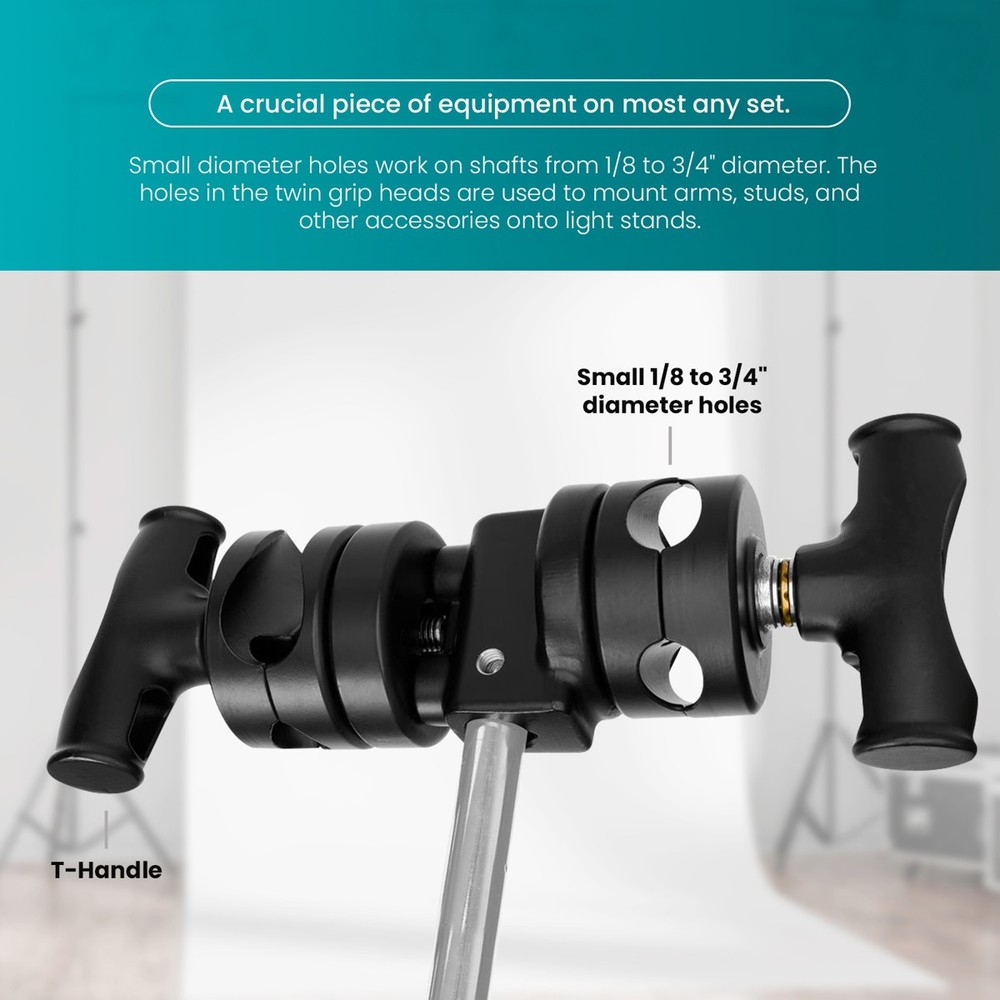 Flashpoint Twin 2.5" Grip Head with 5/8" Socket, Black