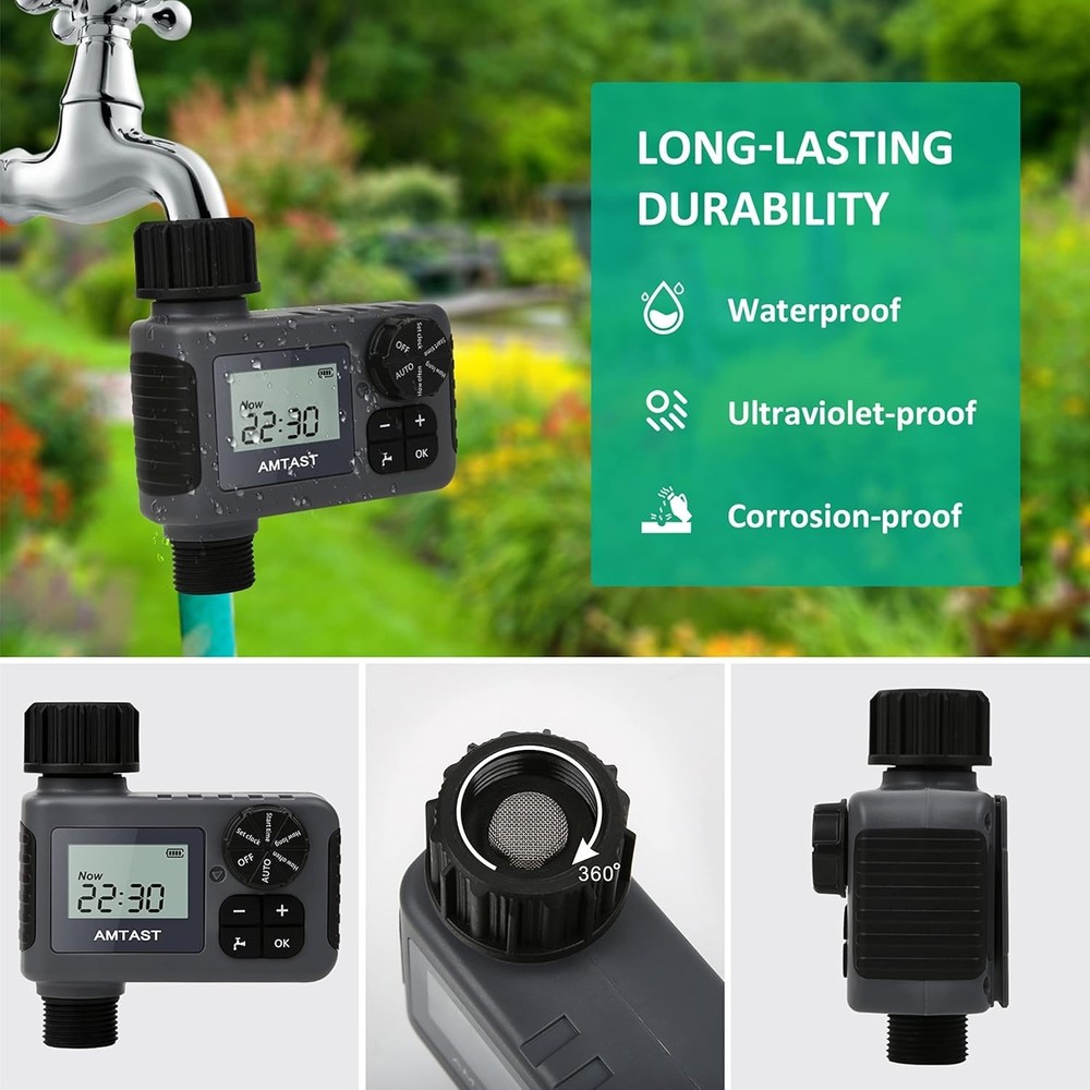 Programmable Sprinkler Timer with Rain Delay for Garden Hose - Black, Digital...